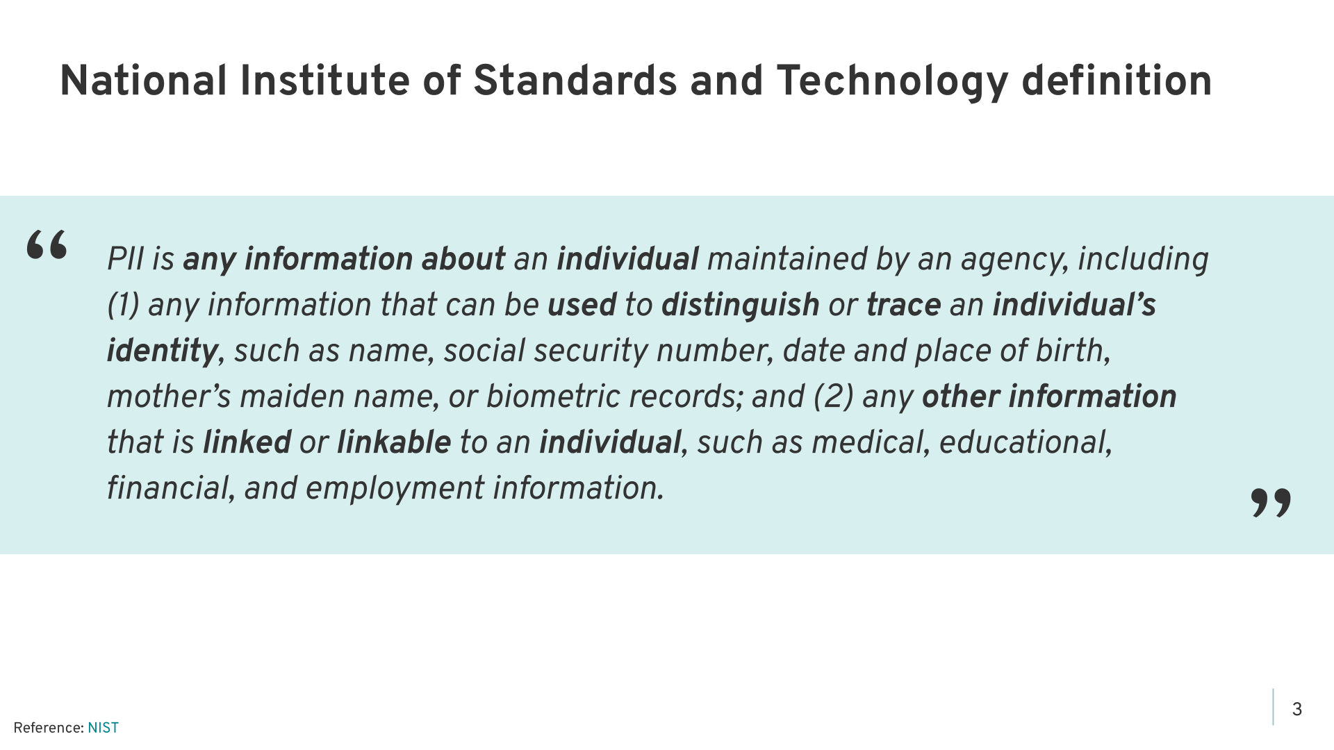 PII, Personal Data, and Regulations - Slide 3